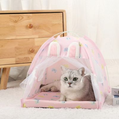 Niche pour chat rose clair